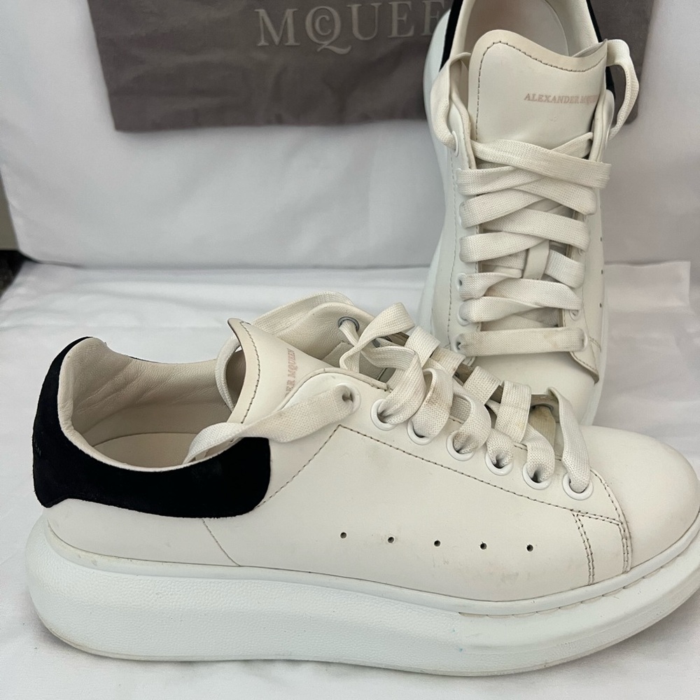 Alexander McQueen White Sneakers with Black Accent